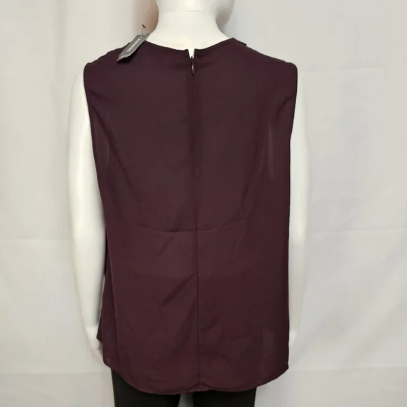 NWT Express Draped Neck Sleeveless Blouse - Deep Plum | Size M - Picture 3 of 8